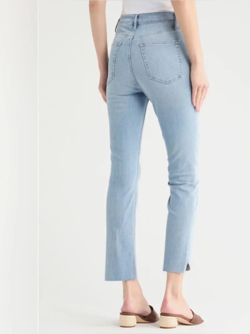 Frame Denim Le High Straight Crop Raw Cascade Hem Jeans in Light Wash 28 - Picture 10 of 14